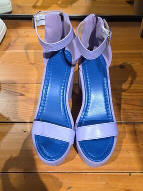 Lavender Ankle-Strap Block Heel Sandals - Women